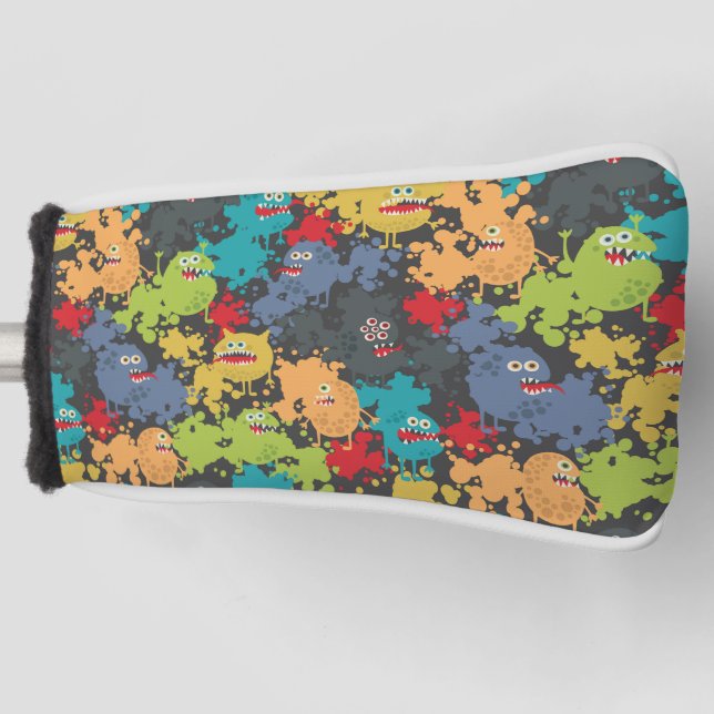 Little cute funny monsters golf head cover (Front)