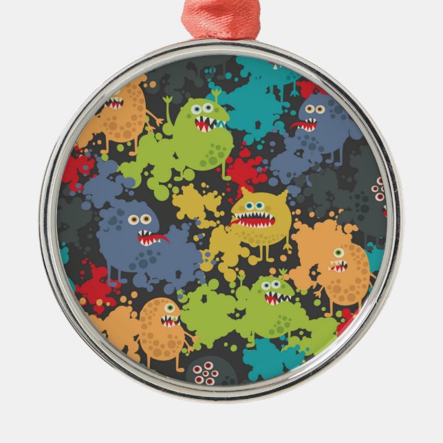 Little cute funny monsters metal tree decoration (Front)