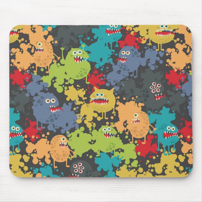 Little cute funny monsters mouse pad (Front)