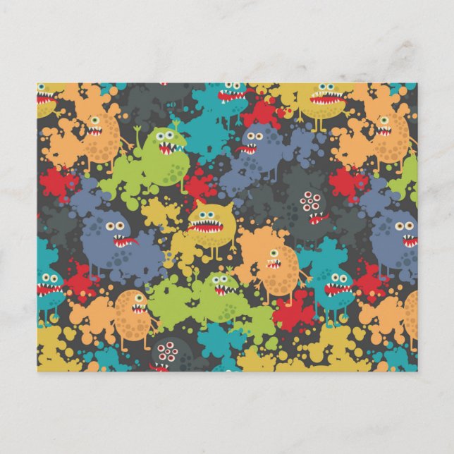 Little cute funny monsters postcard (Front)