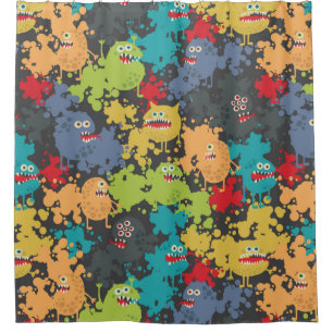 Little cute funny monsters shower curtain