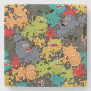 Little cute funny monsters stone coaster