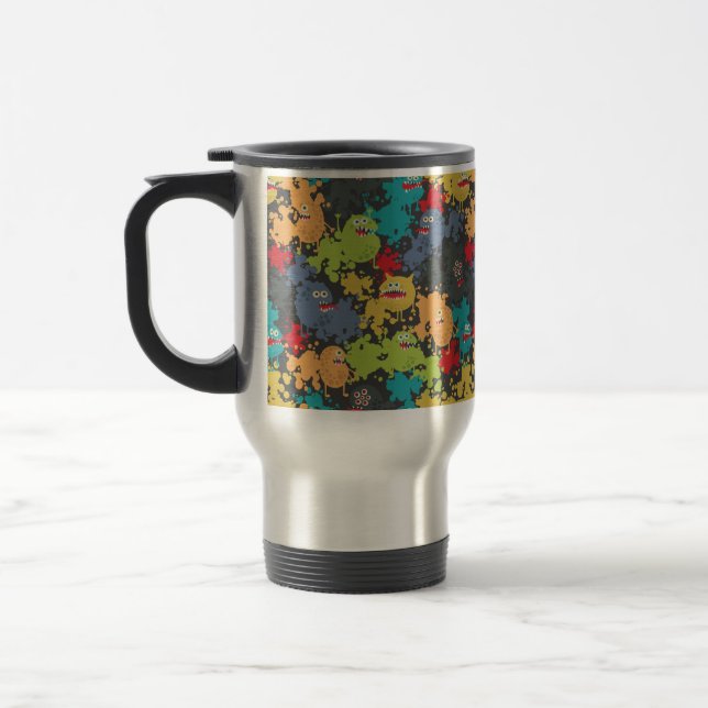 Little cute funny monsters travel mug (Left)