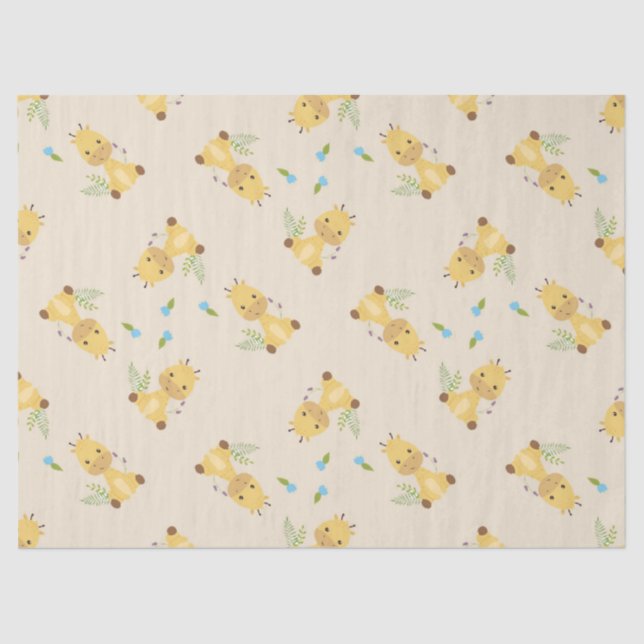 Little cute giraffe floral light brown tissue paper (Front)