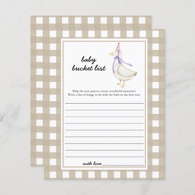 Little cute goose - Baby bucket list (Front/Back)