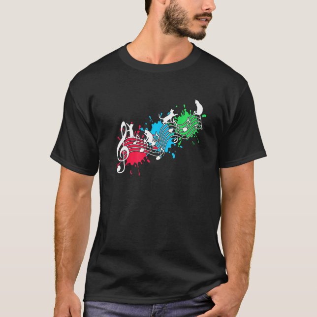 Little Cute Lively Musical Cats And Kittens Romp O T-Shirt (Front)
