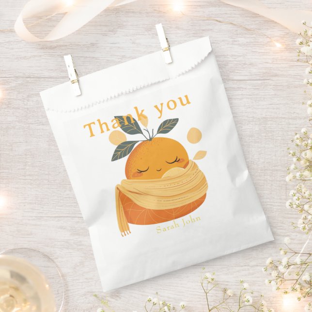 Little cute orange Baby shower  Favour Bags (Clipped)