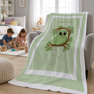 Little Cute Owl Large Sherpa Blanket