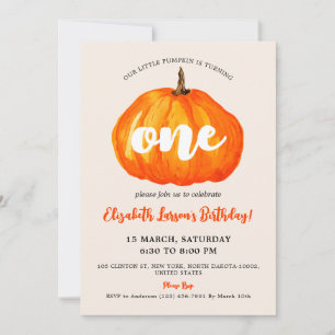Little Cute Pumpkin-themed Kids Birthday Party Invitation