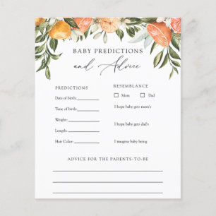 Little Cutie Baby Advice and Predictions Card