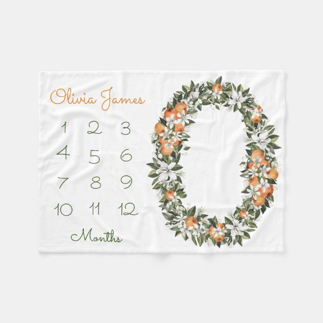 Little Cutie Baby Milestone Monthly Baby Blanket (Front (Horizontal))