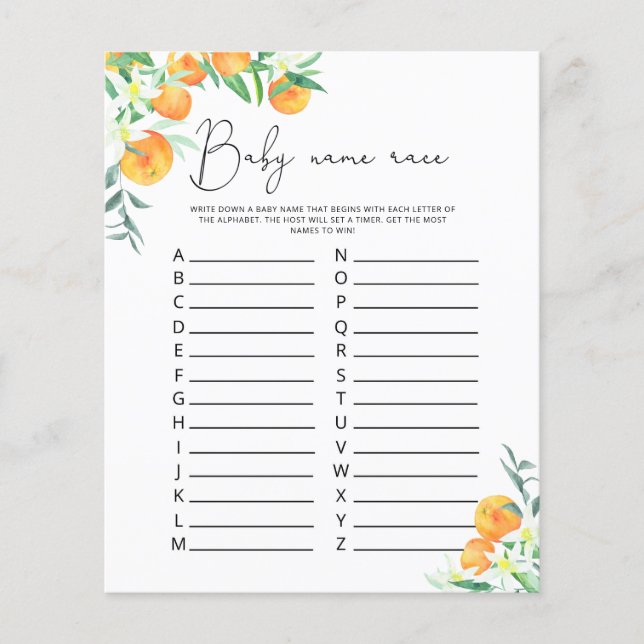 Little cutie Baby name race game (Front)