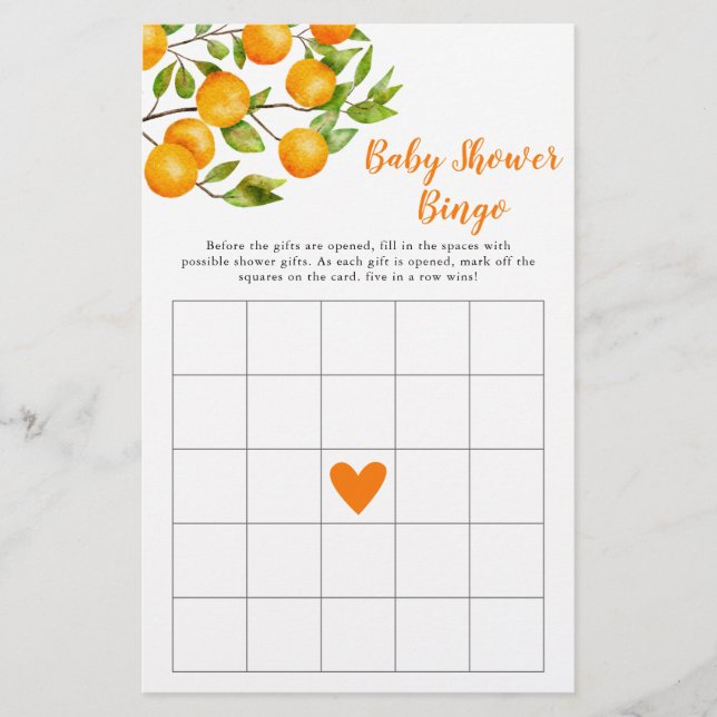 Little Cutie Baby Shower Bingo Game (Front)