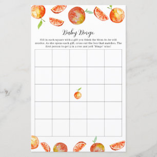 Little Cutie Baby Shower Bingo Game Party Activity