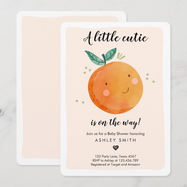 Little Cutie Baby Shower Clementine Gender Neutral Invitation (Front/Back)