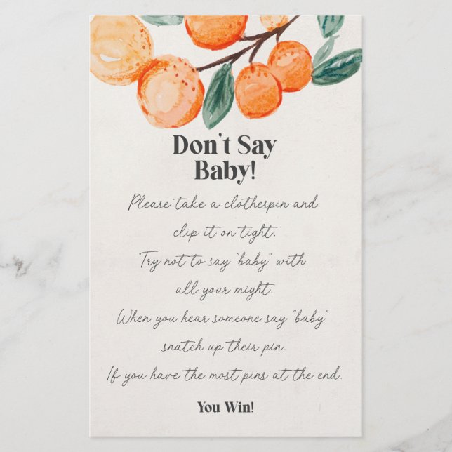 little cutie baby shower dont say baby game  (Front)