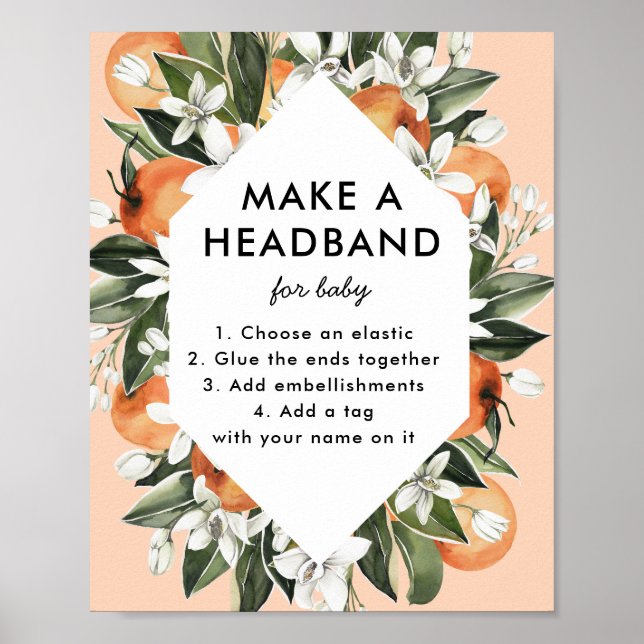 Little Cutie Baby Shower Headband Station Poster (Front)