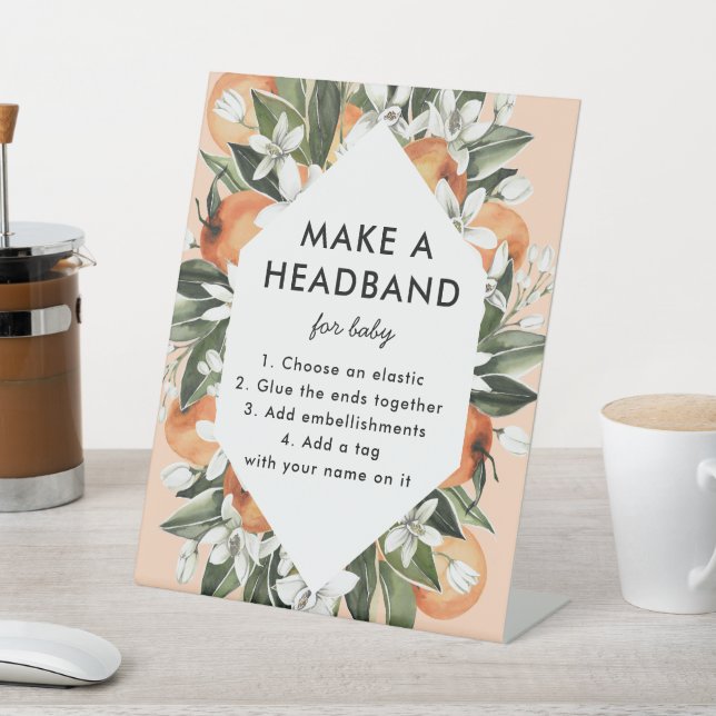 Little Cutie Baby Shower Headband Station Sign (In SItu)