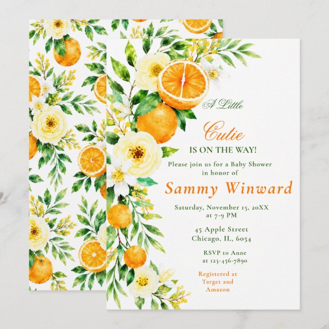 Little Cutie Baby Shower Invitation (Front/Back)