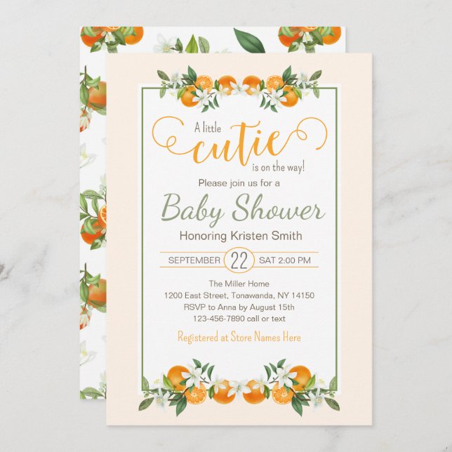 Little Cutie Baby Shower Invitation (Front/Back)