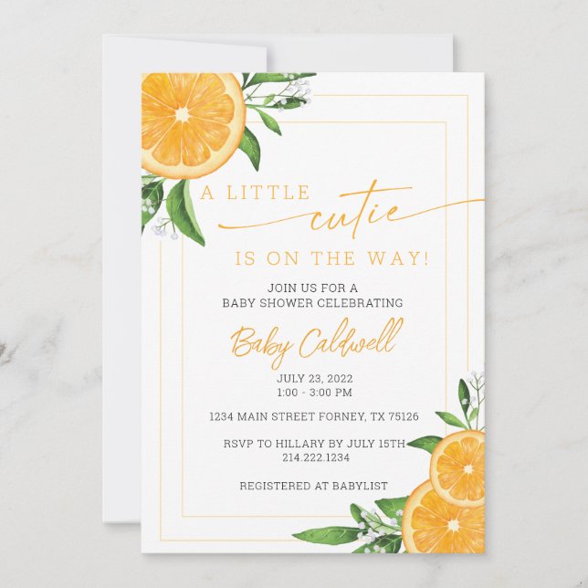 LITTLE CUTIE BABY SHOWER INVITATION (Front)