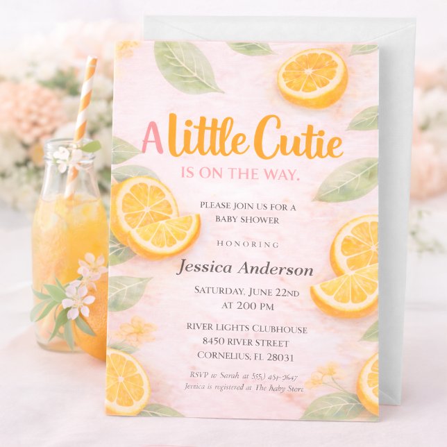 Little Cutie Baby Shower Invitation Citrus Orange (Creator Uploaded)