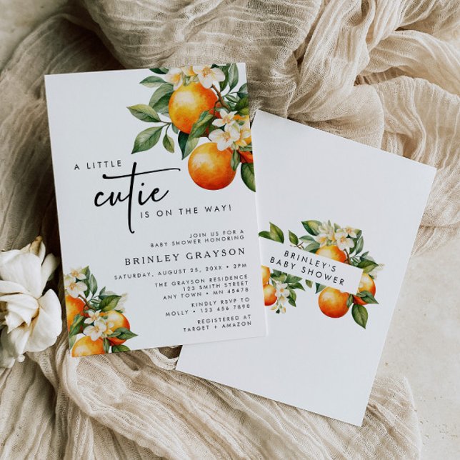 Little Cutie Baby Shower Invitation Citrus Orange  (Creator Uploaded)