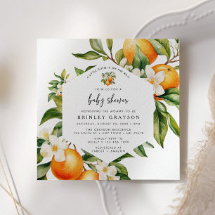 Little Cutie Baby Shower Invitation Citrus Orange