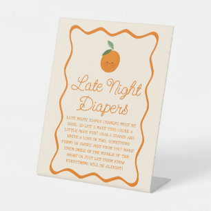 Little Cutie Baby Shower Late Night Diapers Game Pedestal Sign