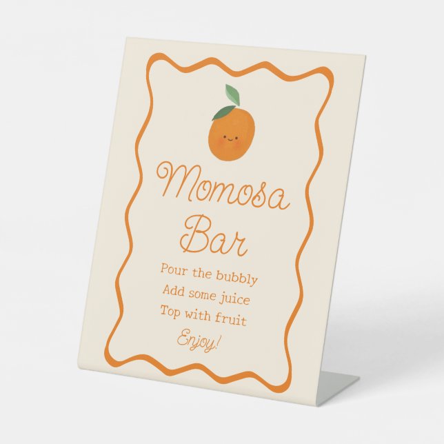 Little Cutie Baby Shower Momosa Bar Pedestal Sign (Front)