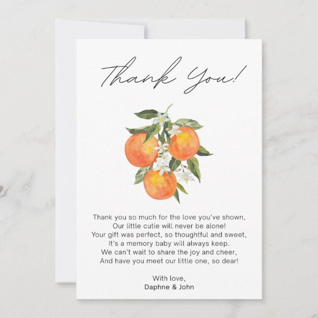 Little Cutie Baby Shower Thank You Card (Front)