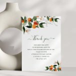 little cutie baby shower thank you card<br><div class="desc">Baby shower thank you card with script and citrus oranges. The text and colours can be personalised.</div>