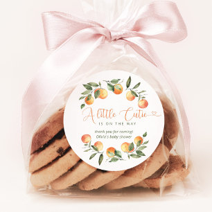 Little cutie baby shower thank you classic round sticker