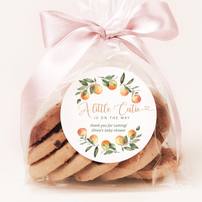 Little cutie baby shower thank you classic round sticker (Creator Uploaded)