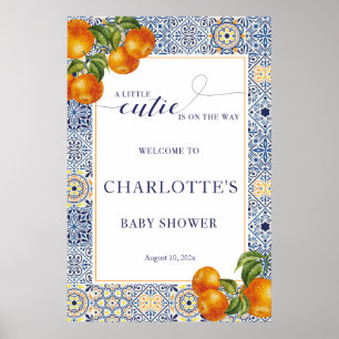 Little Cutie Baby Shower welcome sign tile