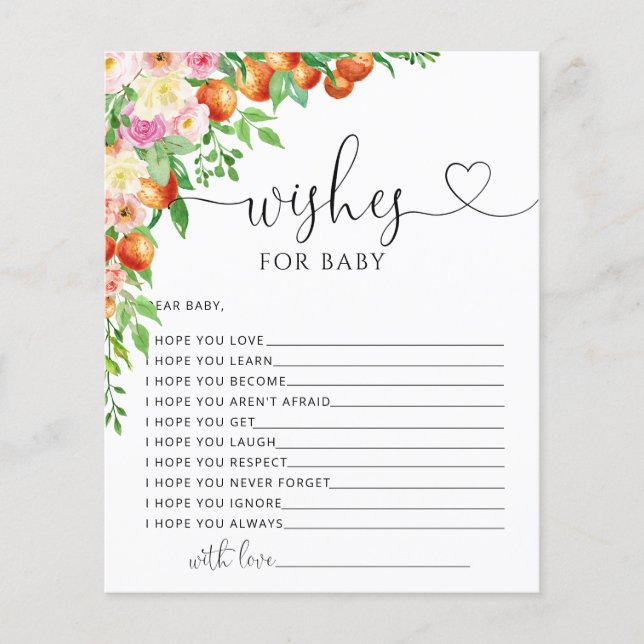 Little Cutie baby shower wishes for Baby (Front)