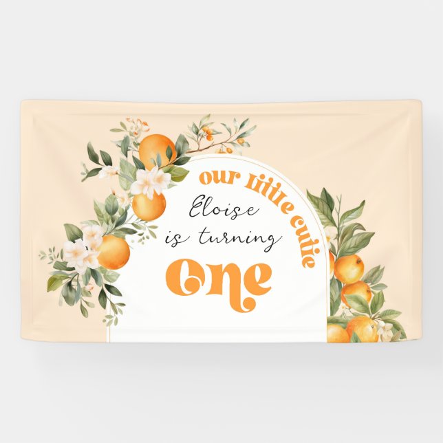 Little cutie citrus 1st birthday party banner (Horizontal)