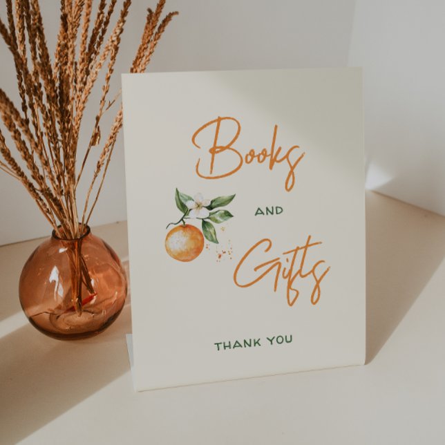 Little Cutie Citrus Baby Shower Books and Gifts Pedestal Sign (Creator Uploaded)