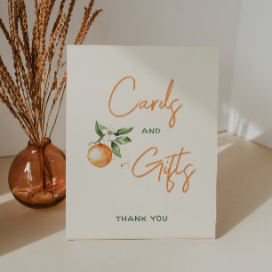 Little Cutie Citrus Baby Shower Cards and Gifts Pedestal Sign
