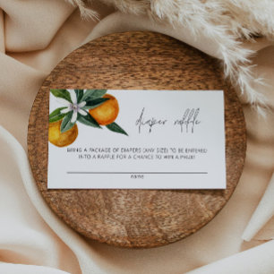 Little Cutie Citrus Baby Shower Diaper Raffle Card