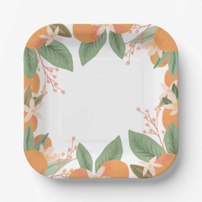 Little Cutie Citrus Baby Shower Paper Plates (Front)