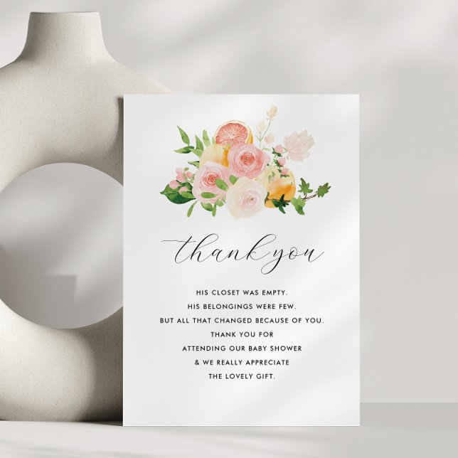 little cutie citrus baby shower thank you card (Creator Uploaded)