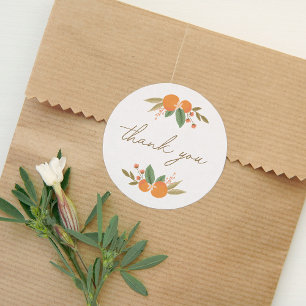 Little Cutie Citrus Baby Shower Thank You Classic Round Sticker