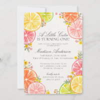 Little Cutie Citrus Floral Orange Birthday Party