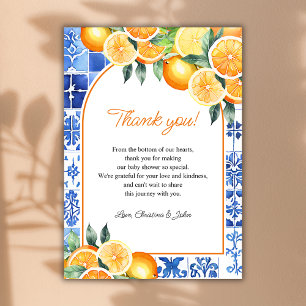 Little Cutie Citrus Gender Neutral Baby Shower Thank You Card