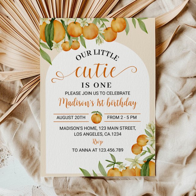 Little Cutie Citrus Orange 1st Birthday Invitation (Creator Uploaded)