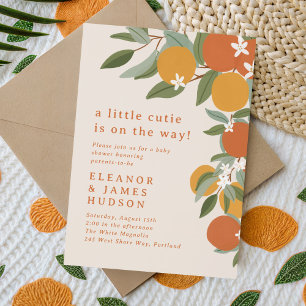 Little Cutie Citrus Orange Baby Shower Invitation