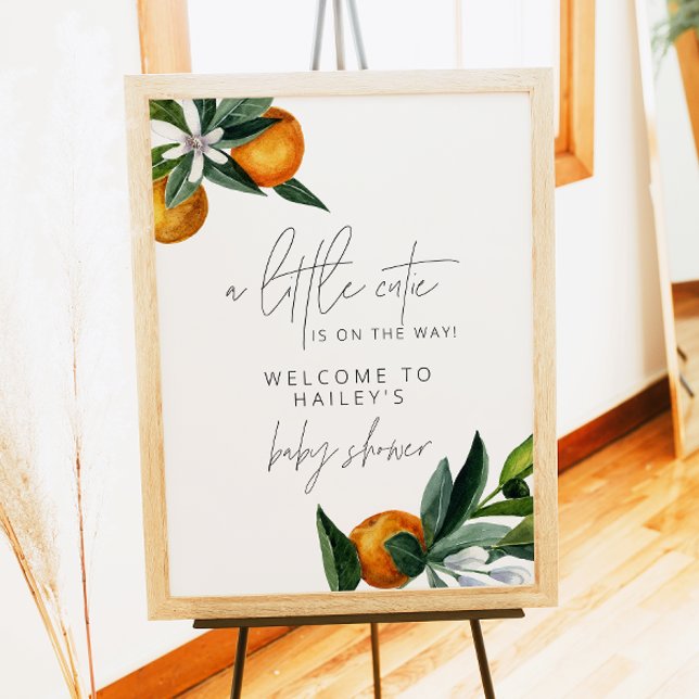 Little Cutie Citrus Orange Baby Shower Welcome Poster (Creator Uploaded)