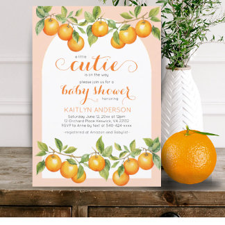 Little Cutie Citrus Orange Clementine Baby Shower Invitation
