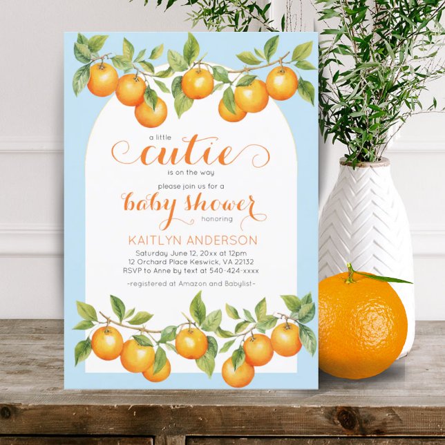 Little Cutie Citrus Orange Clementine Baby Shower  Invitation (Little Cutie Citrus Orange Clementine Baby Shower Invitation)